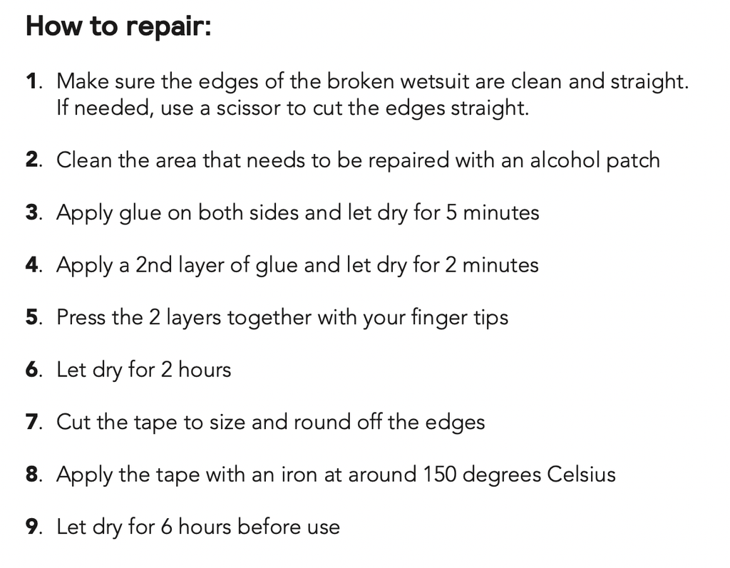 Wetsuit Repair Set: Neoprene Glue + Melco Tape