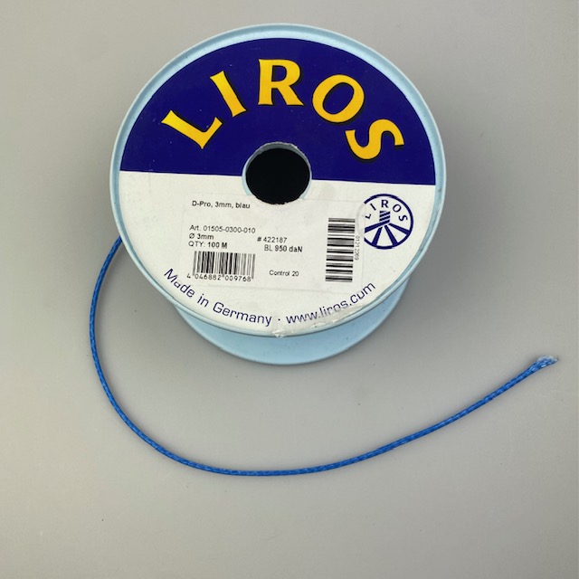 [BDD-PRO3MMBLUE] Liros Braided Dyneema Line D-pro 3mm blue 950daN