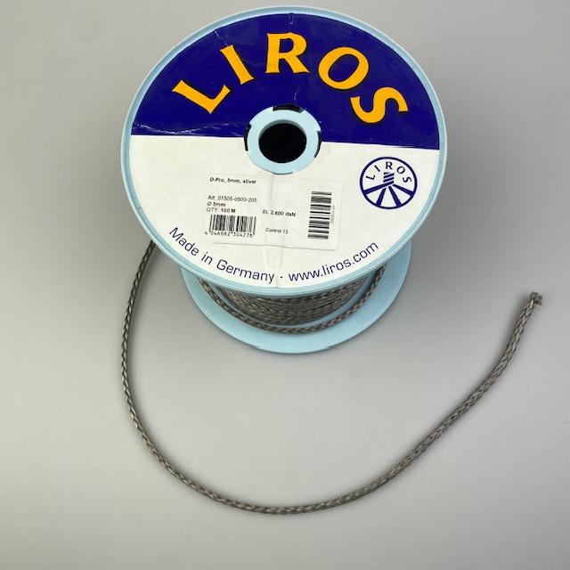 [BDD-PRO5MMSLVR] Liros Braided Dyneema Line D-pro 5mm silver 2600daN